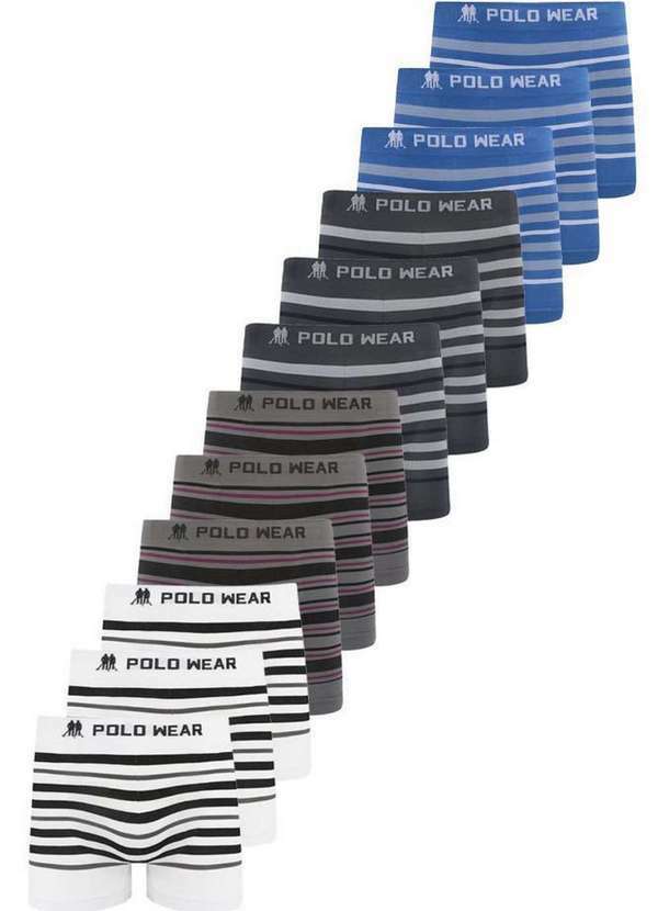 Polo Wear - Kit 12 Cuecas Masculinas Boxer Microfibra Polo Wear Sortido Sortido