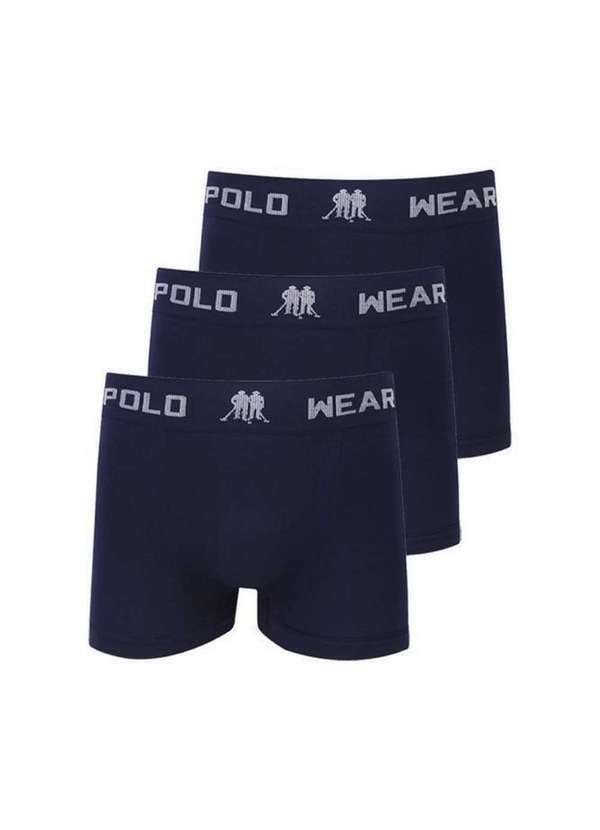 Polo Wear - Kit 3 Cuecas Mas Boxer Microfibra Polo Wear Azul Escuro Azul Escuro