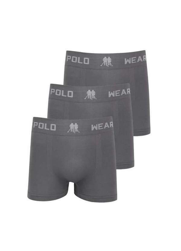 Polo Wear - Kit 3 Cuecas Masculinas Microfibra Boxer Polo Wear Cinza Médio Cinza Médio