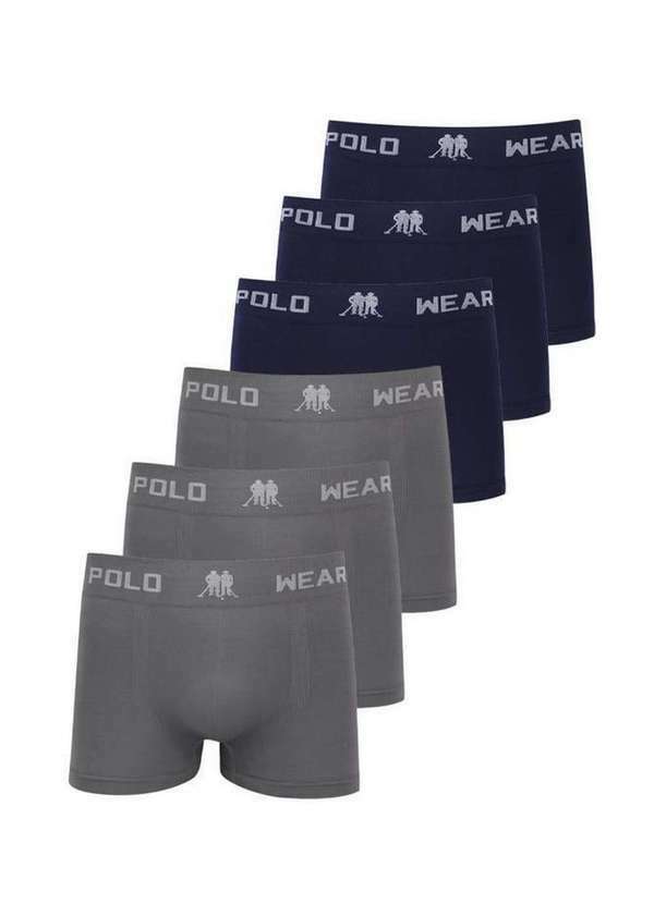 Polo Wear - Kit 6 Cuecas Masculinas Boxer Microfibra Lisa Polo Wear Sortido Sortido