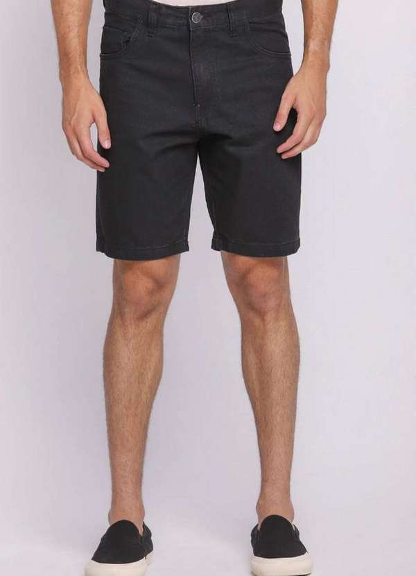 Polo Wear - Bermuda Masculina Jeans Clock House Polo Wear Preto Preto