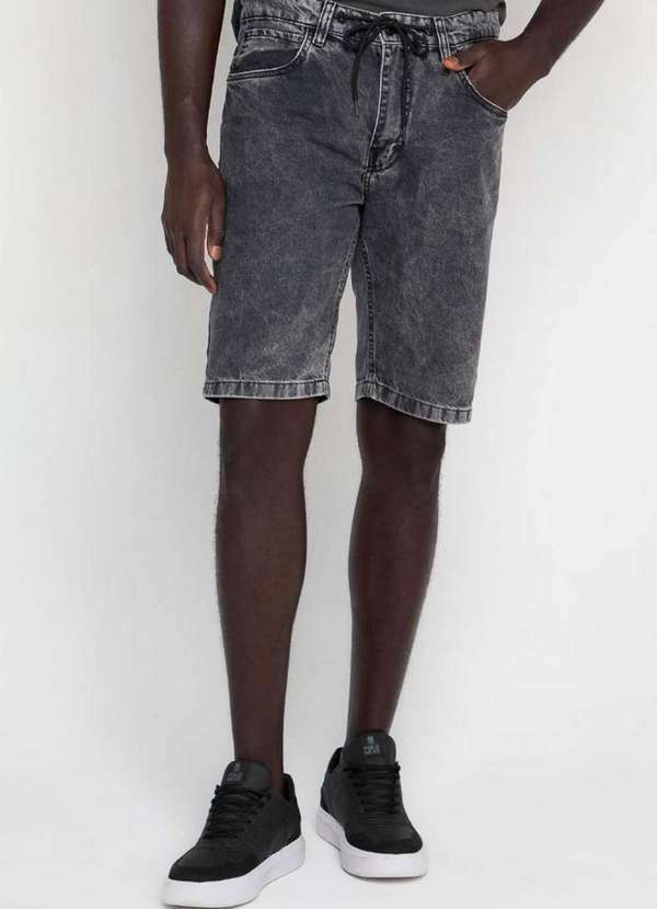 Polo Wear - Bermuda Masculina Jeans Slim com Cordão Polo Wear Preto Preto