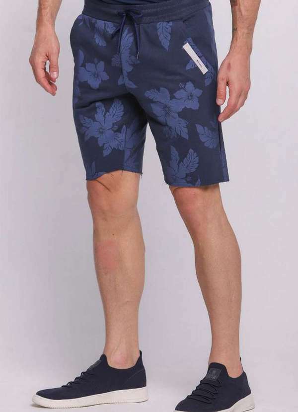Polo Wear - Bermuda Masculina Malha Estampada Polo Wear Azul Escuro Azul Escuro