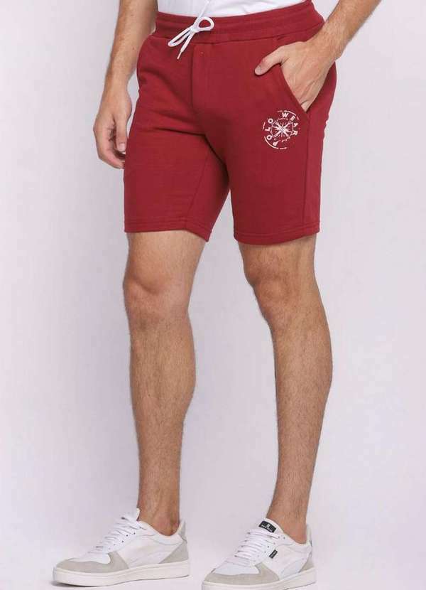 Polo Wear - Bermuda Masculina Malha Logo Estampado Polo Wear Vinho Vinho