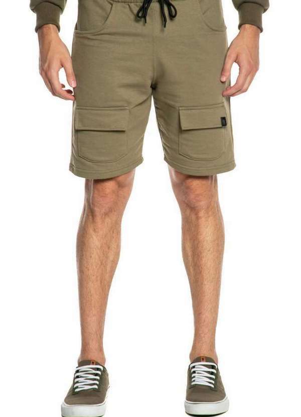 Polo Wear - Bermuda Masculina Moletom Aplique Polo Wear Verde Escuro Verde Escuro