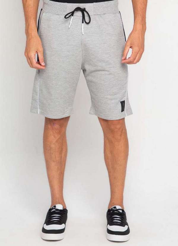 Polo Wear - Bermuda Masculina Moletom Recorte Polo Wear Mescla Médio Mescla Médio