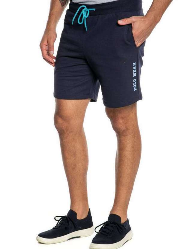 Polo Wear - Bermuda Masculina Moletom Wonderlust Polo Wear Azul Escuro Azul Escuro