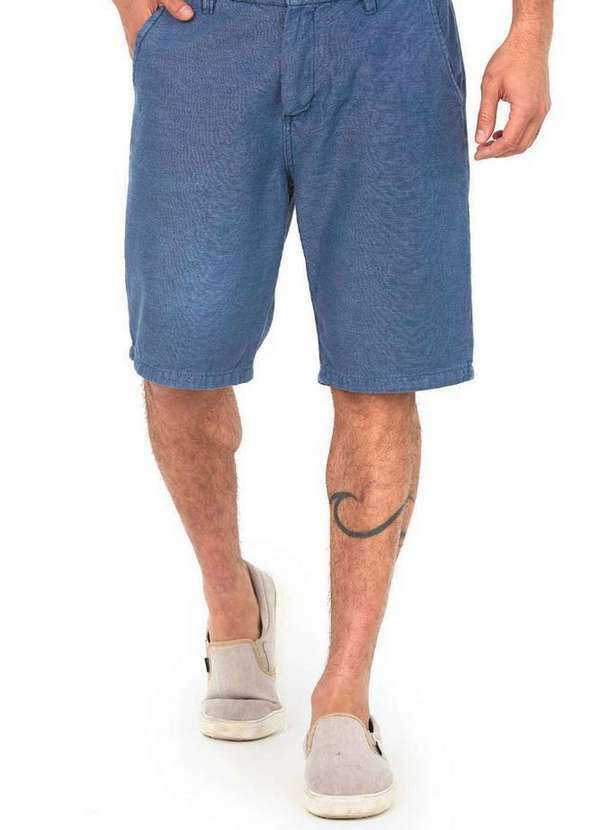 Polo Wear - Bermuda Masculina Sarja Aplique Polo Wear Azul Escuro Azul Escuro