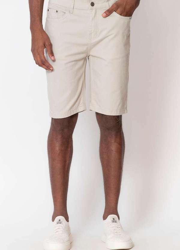 Polo Wear - Bermuda Masculina Sarja Básica Polo Wear Bege Claro Bege Claro