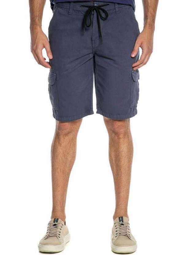 Polo Wear - Bermuda Masculina Sarja Cargo Polo Wear Azul Escuro Azul Escuro