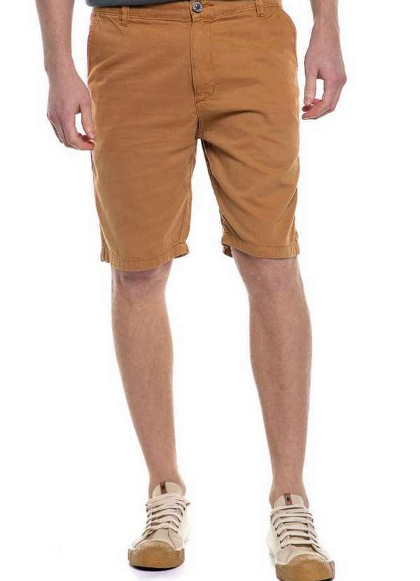 Polo Wear - Bermuda Masculina Sarja Chino Color Polo Wear Marrom Médio Marrom Médio