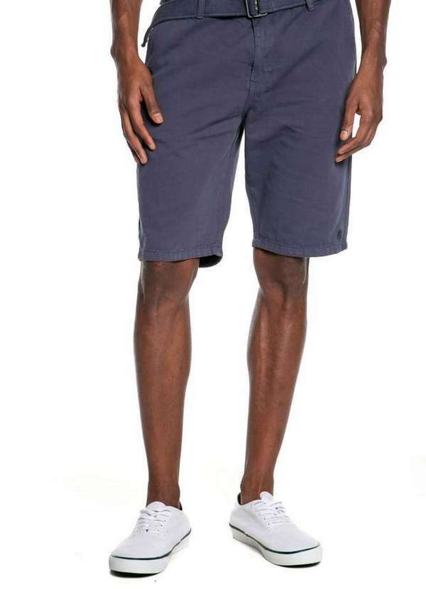 Polo Wear - Bermuda Masculina Sarja com Cinto Polo Wear Azul Escuro Azul Escuro