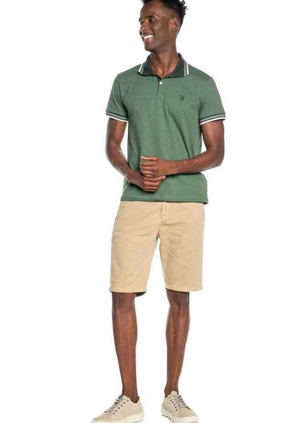 HOT Camisa Polo Masculina Bermuda Polo Sarja Bermuda Sarja