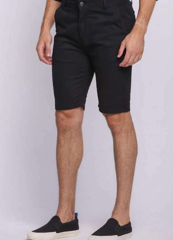 Polo Wear - Bermuda Masculina Sarja Peletizada Básica Polo Wear Preto Preto