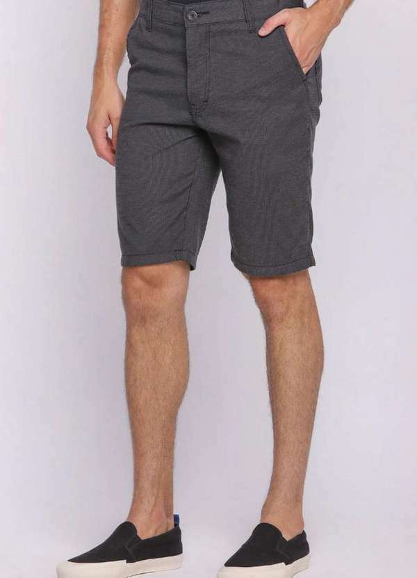 Polo Wear - Bermuda Masculina Sarja Slim Black Polo Wear Cinza Médio Cinza Médio
