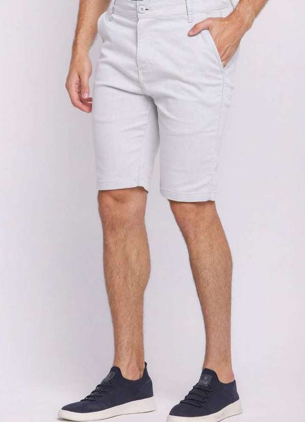 Polo Wear - Bermuda Masculina Sarja Slim Joy Polo Wear Cinza Claro Cinza Claro