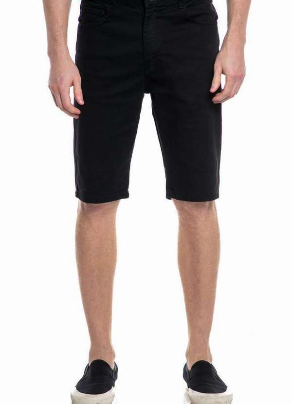 Polo Wear - Bermuda Masculina Sarja Slim Puídos Polo Wear Preto Preto