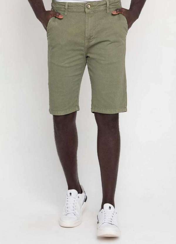 Polo Wear - Bermuda Masculina Sarja Slim Senna Polo Wear Verde Médio Verde Médio