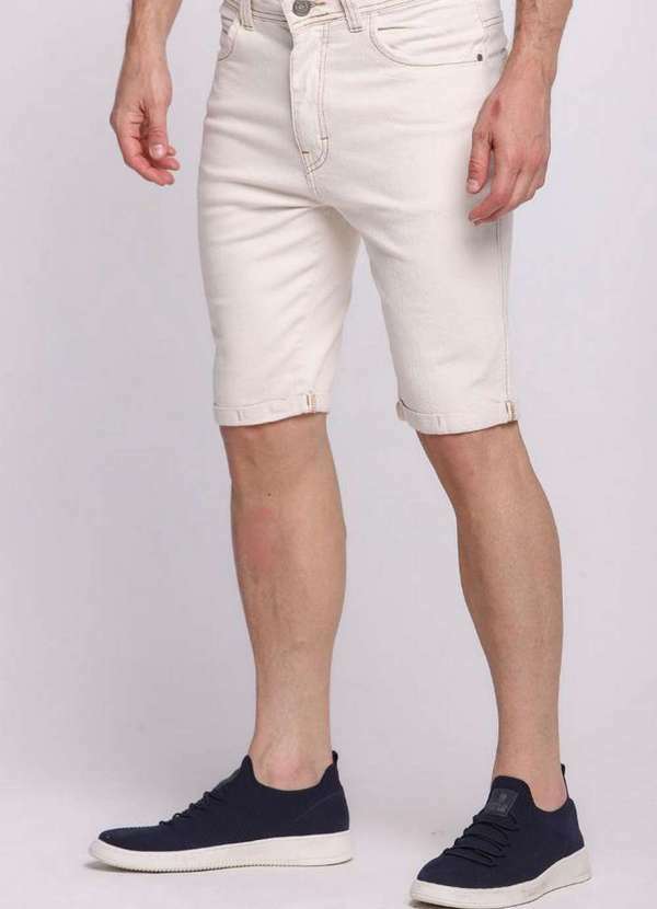 Polo Wear - Bermuda Masculina Sarja Slim White Denim Polo Wear Off White Off White
