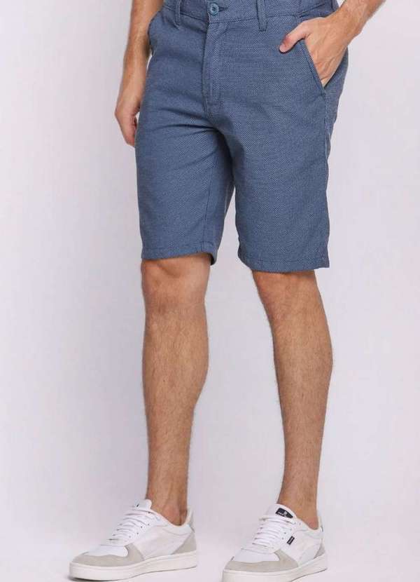Polo Wear - Bermuda Masculina Slim Alfaiataria Lisa Polo Wear Azul Medio Azul Medio