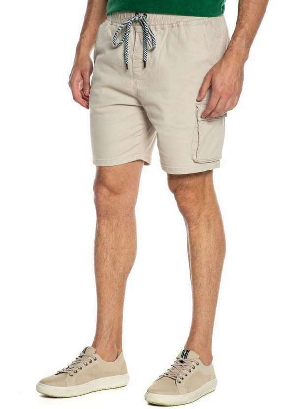 Polo Wear - Short Masculina Sarja Cargo New Space Polo Wear Bege Claro Bege Claro