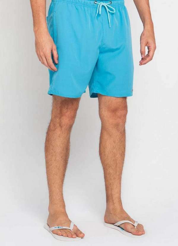 Polo Wear - Short Vôlei Masculino Básico Silk Logo Polo Wear Azul Médio Azul Médio