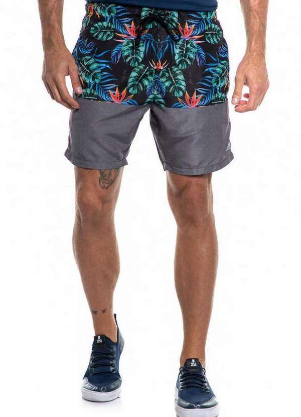 Polo Wear - Short Vôlei Masculino Estampa Cós Polo Wear Cinza Médio Cinza Médio