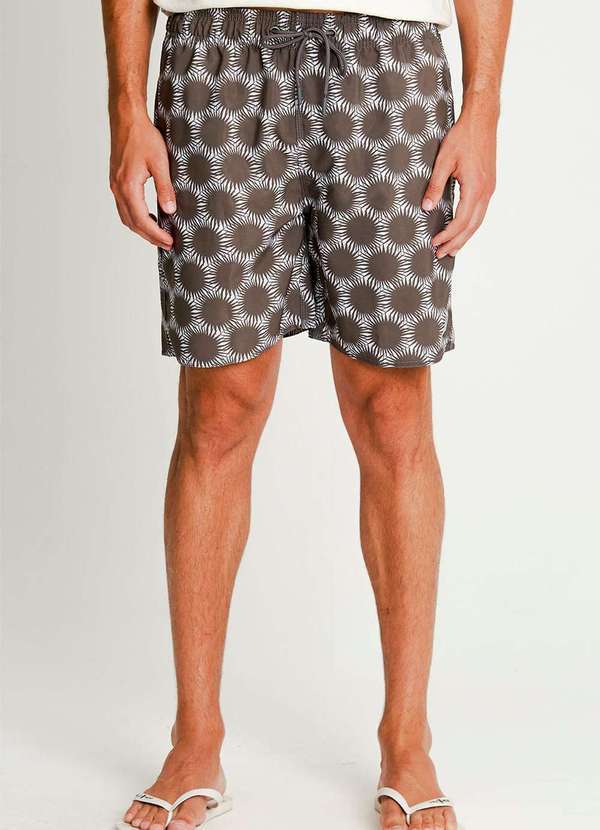 Polo Wear - Short Vôlei Masculino Estampado Polo Wear Marrom Médio Marrom Médio