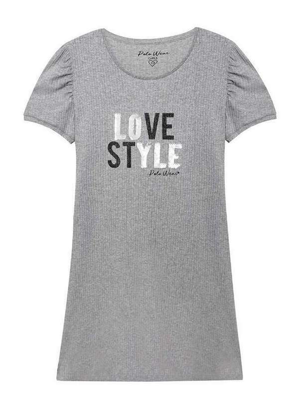 Polo Wear - Vestido Feminino Infantil Love Style Polo Wear Mescla Escuro Mescla Escuro