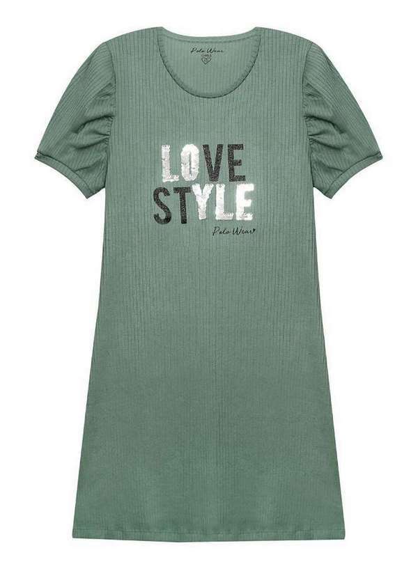 Polo Wear - Vestido Feminino Infantil Love Style Polo Wear Verde Escuro Verde Escuro
