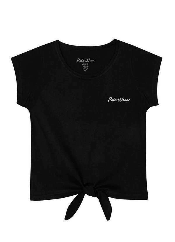 Polo Wear - Camiseta Feminina Infantil Malha Amarração Polo Wear Preto Preto