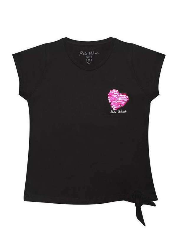 Polo Wear - Blusa Feminina Infantil Amarração Polo Wear Preto Preto