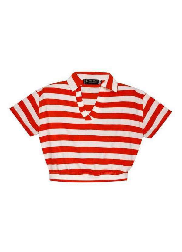 Polo Wear - Blusa Feminina Infantil Listrada Polo Wear Laranja Médio Laranja Médio