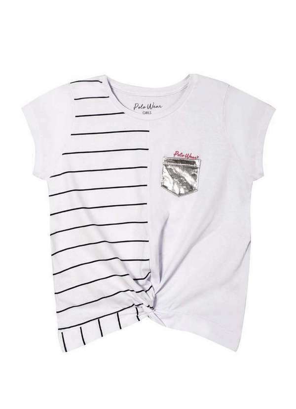 Polo Wear - Blusa Feminina Infantil Listras Polo Wear Branco Branco