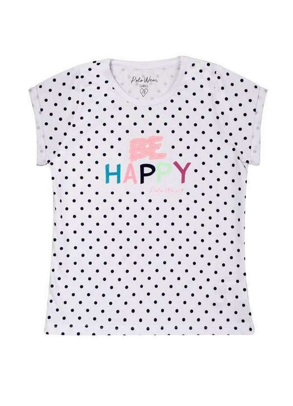 Polo Wear - Cropped Infantil Estampa Happiness Polo Wear Branco Branco