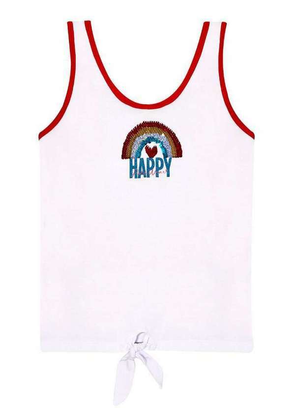 Polo Wear - Regata Feminina Infantil Estampa Happiness Polo Wear Branco Branco