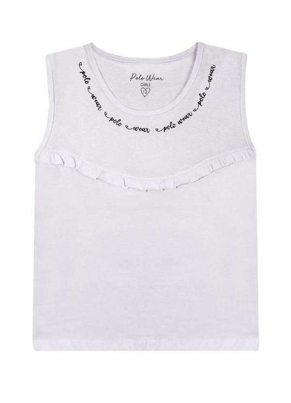 Polo Wear - Regata Feminina Infantil Meia Malha Polo Wear Branco Branco
