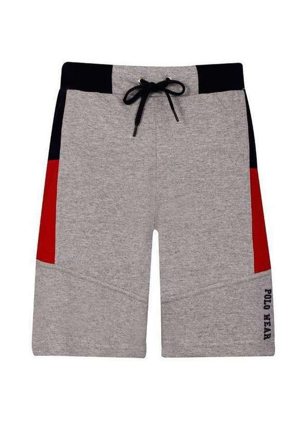 Polo Wear - Bermuda Masculina Infantil Cordão Cós Polo Wear Cinza Médio Cinza Médio