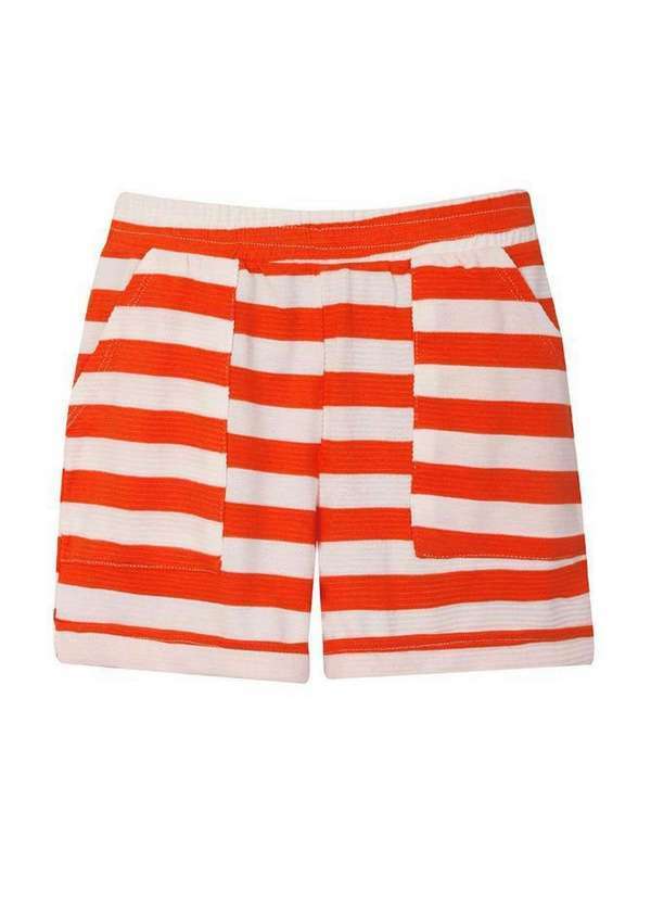 Polo Wear - Short Feminino Infantil Listrado Polo Wear Laranja Médio Laranja Médio