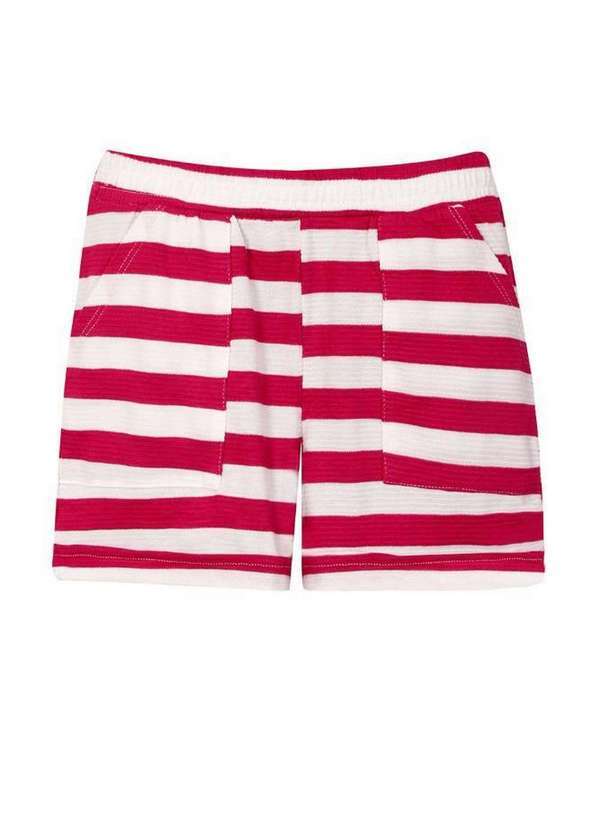 Polo Wear - Short Feminino Infantil Listrado Polo Wear Rosa Escuro Rosa Escuro