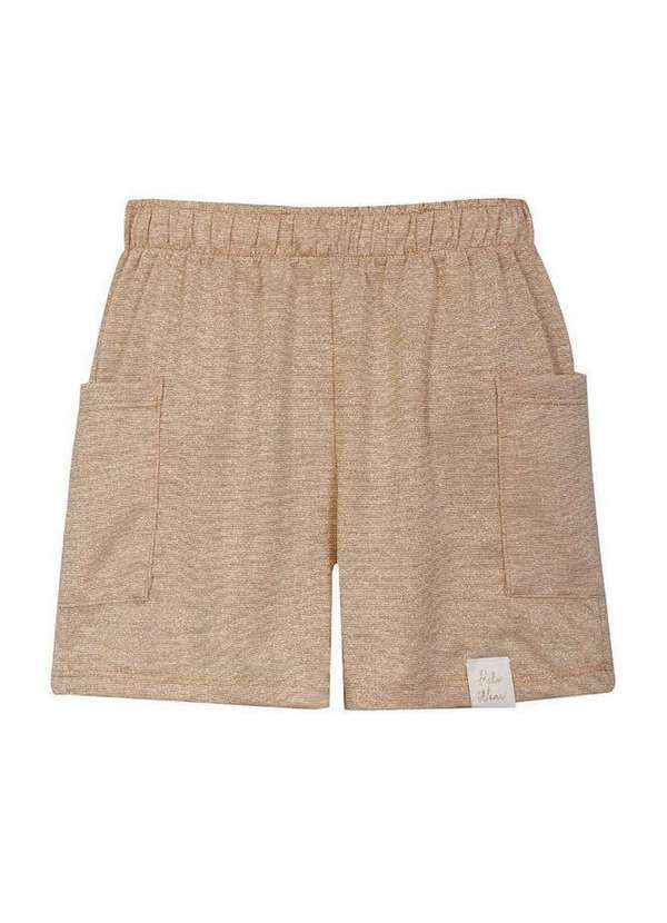 Polo Wear - Short Feminino Infantil Malha Brilho Polo Wear Dourado Dourado