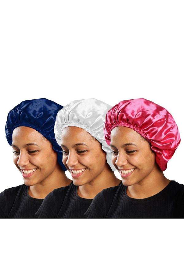 Pmc - Kit 3 Toucas de Cetim Pmc Antifrizz com Elástico Branco 1