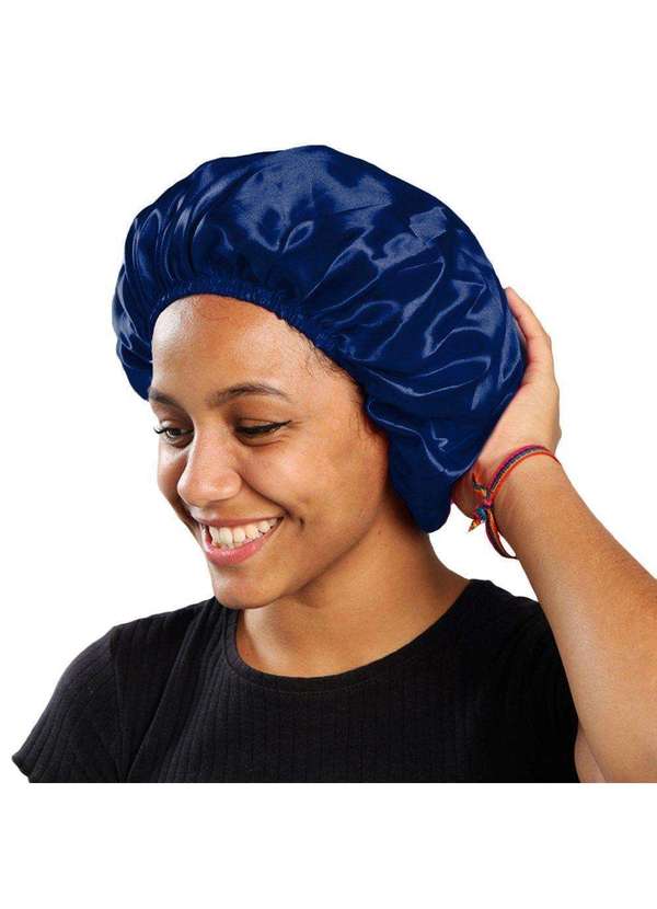 Pmc - Touca de Cetim Pmc Antifrizz com Elástico Azul