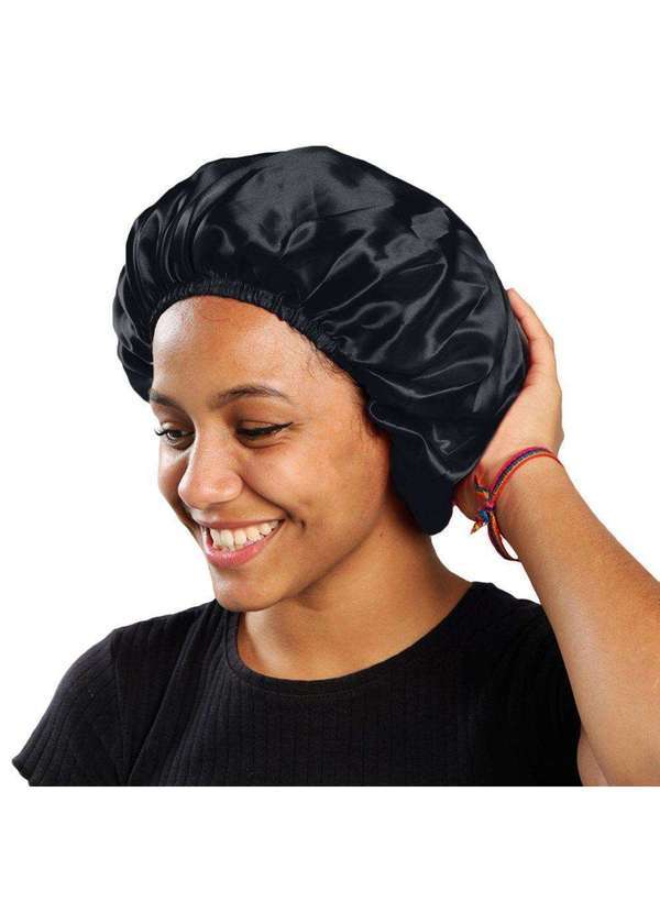Pmc - Touca de Cetim Pmc Antifrizz com Elástico Preto