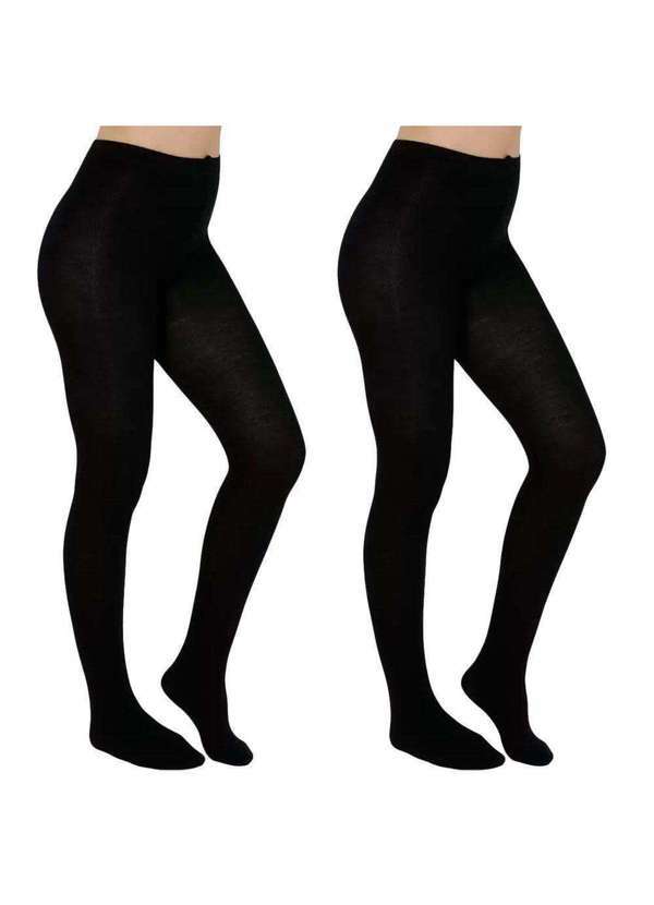 Selene - Kit 2 Meias-Calças Selene Inverno Fio 80 Feminina Preto