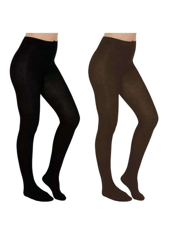 Selene - Kit 2 Meias-Calças Selene Inverno Fio 80 Feminina Preto