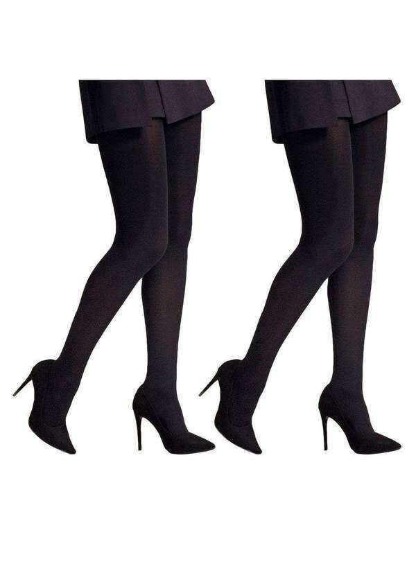 Selene - Kit 2 Meias-Calças Selene Opaca Fio 40 Feminino Preto