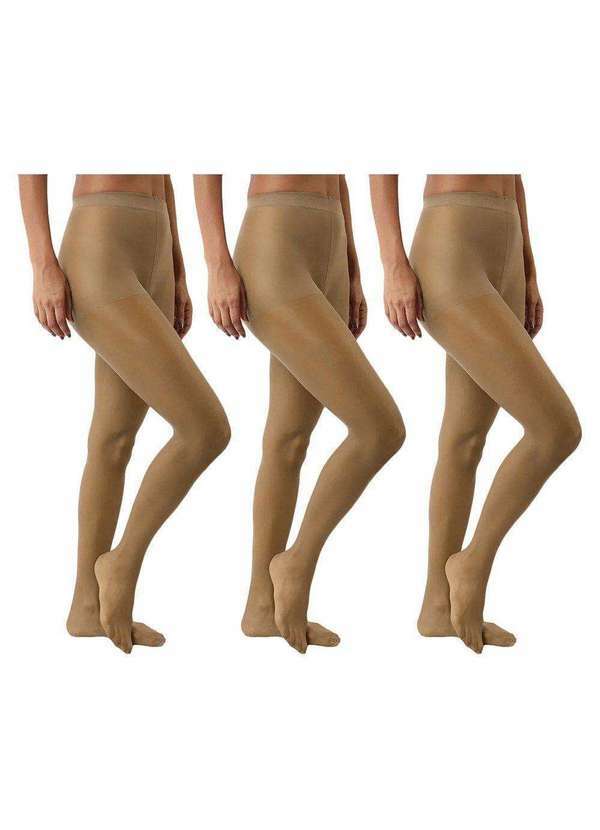 Selene - Kit 3 Meias-Calças Selene Clássica Fio 15 Feminina Bege