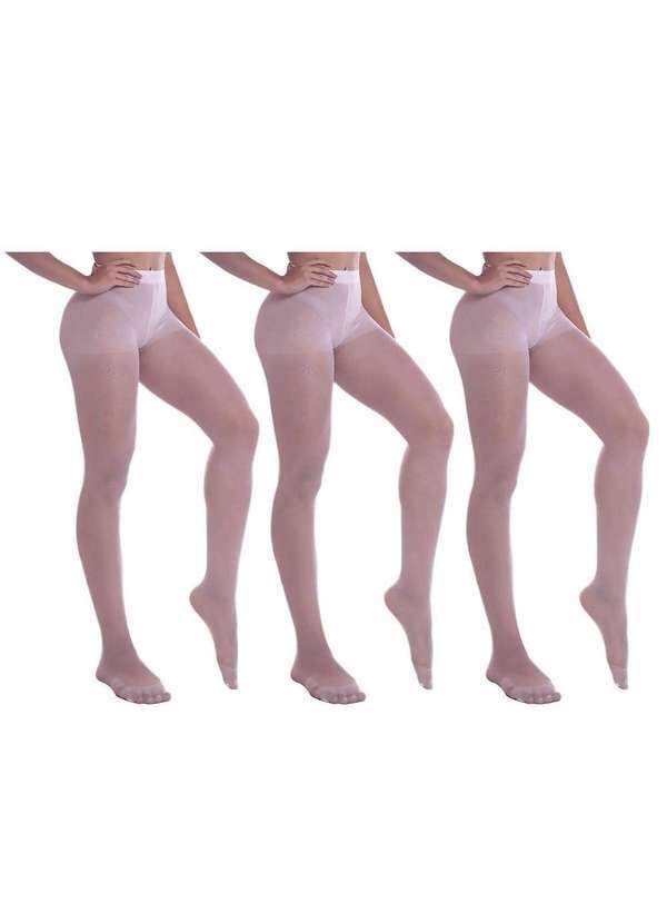 Selene - Kit 3 Meias Calças Selene Clássica Fio 15 Feminina Branco