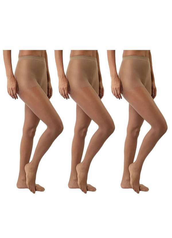 Selene - Kit 3 Meias Calças Selene Clássica Fio 15 Feminina Nude